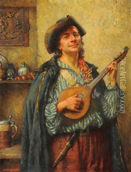 The Guitar Player Oil Painting - William A. Breakspeare