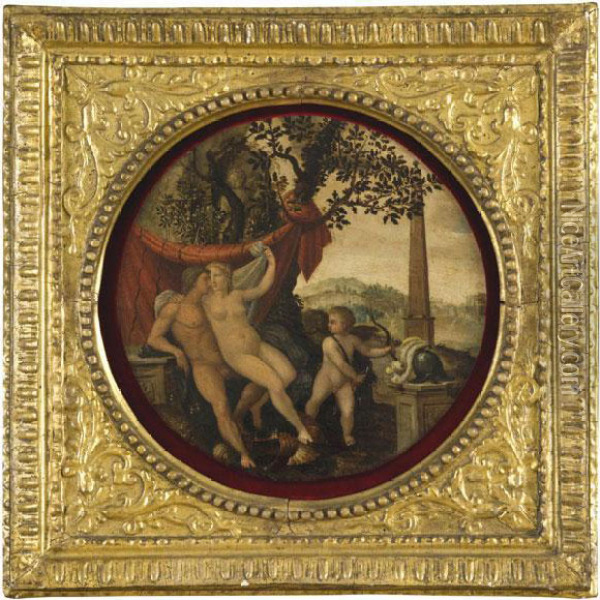 Venere, Marte E Cupido Oil Painting - Niccolo Dell'Abate