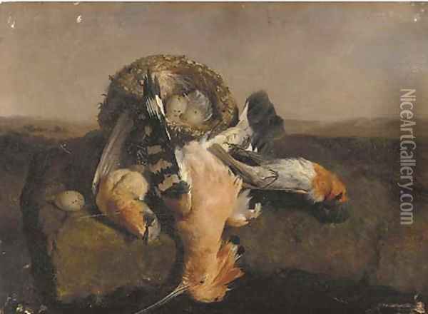 Hoopoes and a nest Oil Painting - David Emil Joseph de Noter