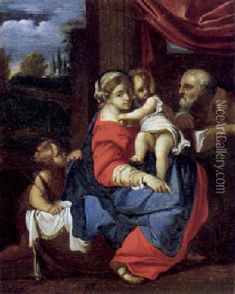 La Sacra Famiglia Con S. Giovannino Oil Painting - Annibale Carracci