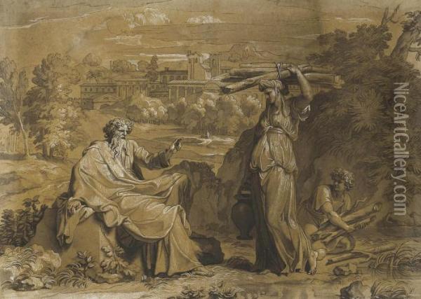 The Prophet Elijah And The Widow Of Sarepta Oil Painting - Louis Cheron