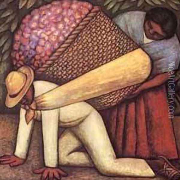 The Flower Carrier Oil Painting - Diego Rivera