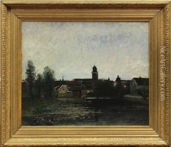 Swedish Village Oil Painting - Johan Kindborg