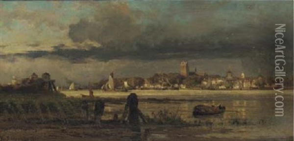 Vue De Dordrecht Oil Painting - Edmond De Schampheleer