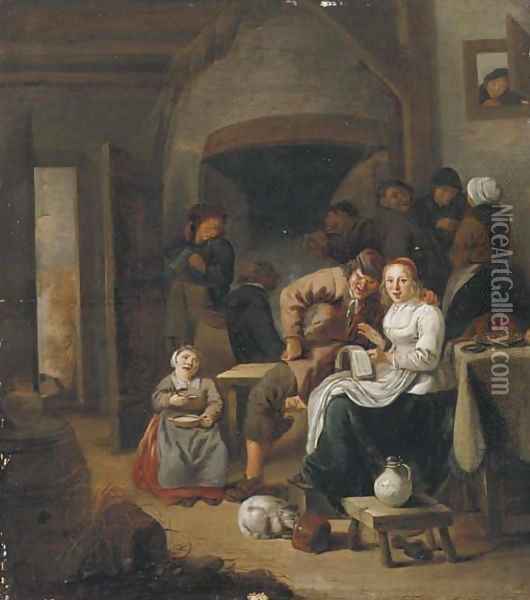 Peasants singing and making merry in an inn Oil Painting - Jan Miense Molenaer