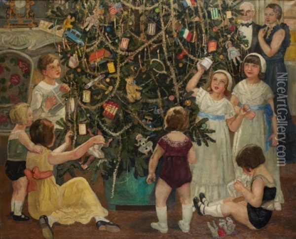 L'arbre De Noel Oil Painting - Tancrede Synave