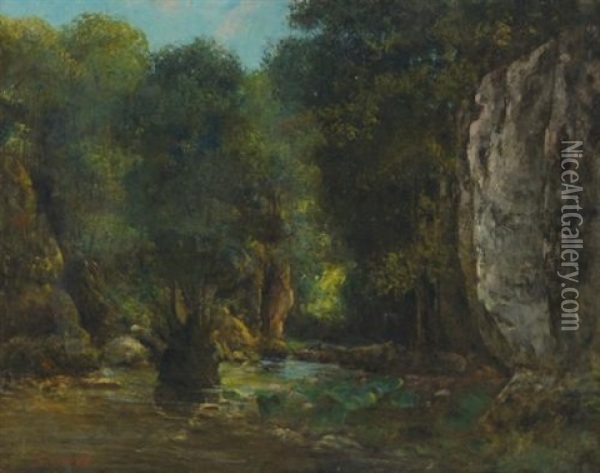Le Puits Noir (les Gorges De La Loue) Oil Painting - Gustave Courbet