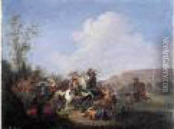 Choc De Cavalerie Oil Painting - Pieter Meulenaer
