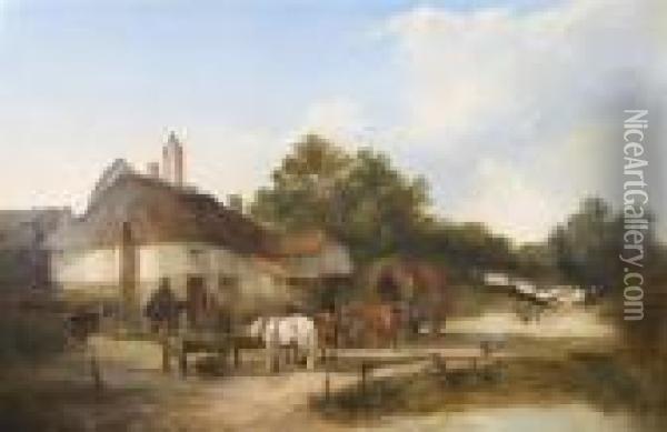Cottage Scene Oil Painting - Snr William Shayer