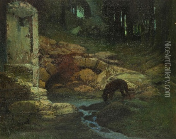 An Der Waldesquelle Oil Painting - Karel Rasek
