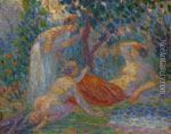 Trois Femmes Sous Un Arbre Oil Painting - Hippolyte Petitjean