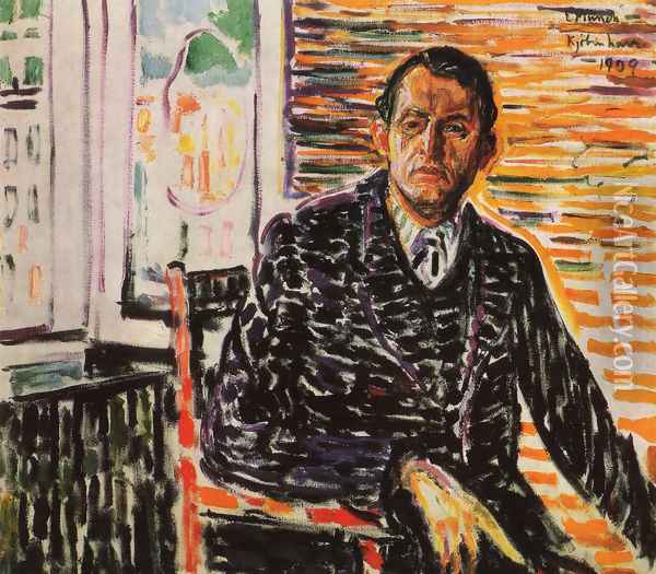 Self-Portrait at Professor Jacobson's Hospital Oil Painting - Edvard Munch
