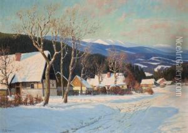 Winter In The Mountains Oil Painting - Paul Weimann