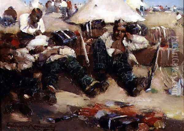 In Camp Oil Painting - William Kennedy