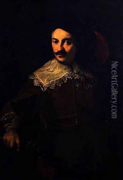 Self Portrait with a Pistol, c.1610 Oil Painting - Ventura Salimbeni