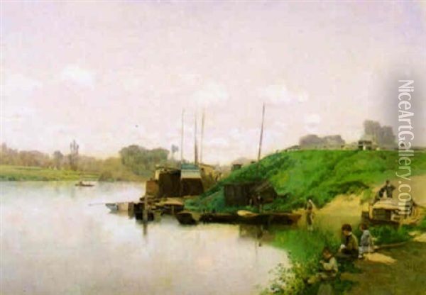 A Summer Day On The Seine Oil Painting - Martin Rico y Ortega
