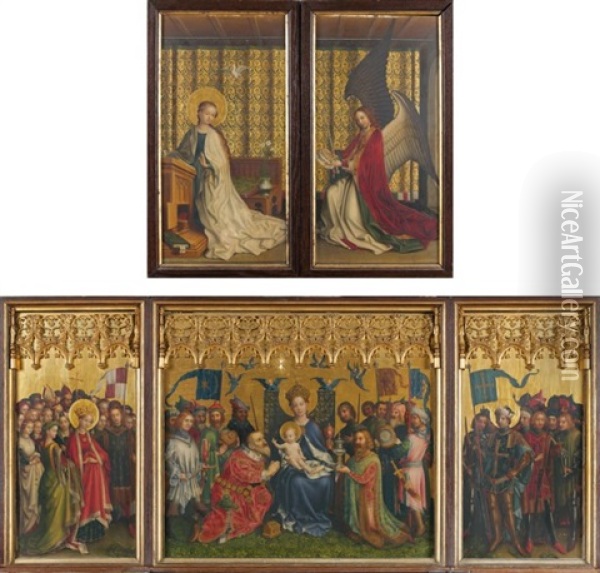 L'adoration Des Mages Volet Gauche (triptych) Oil Painting - Stephan Loechner