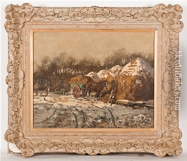 Snow-topped Haystacks Oil Painting - Robert Houston