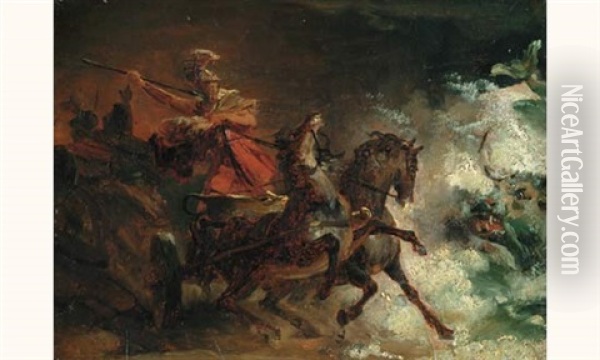 Hippolyte Et Le Dragon Oil Painting - Louis (Rene L. Maurice) Chancourtois