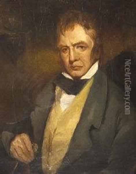 Portrait Of Sir Walter Scott, Half Length Oil Painting - Ary Scheffer