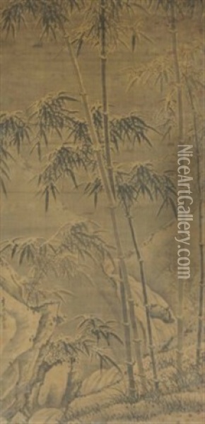 Bamboo In The Snow Oil Painting -  Li Rihua