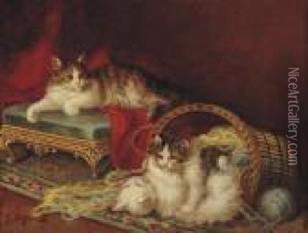 Chatons Jouant Oil Painting - Jules Le Roy