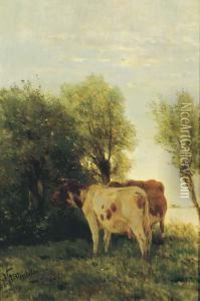 Cattle In A Landscape Oil Painting - Pieter Stortenbeker