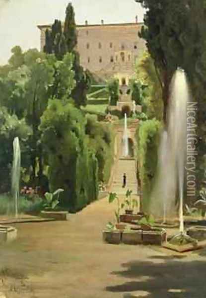 Villa DEste Tivoli 1869 Oil Painting - Ascan Lutteroth