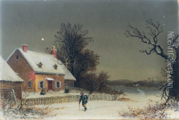 A Snowy Day Oil Painting - George Robert Bonfield