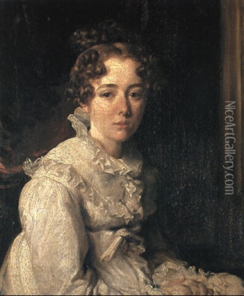 Portrait Of Harriet De Wint, Nee Hilton Oil Painting - William Hilton the Younger