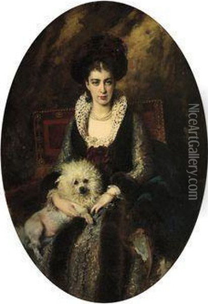 Portrait Of The Artist's Wife, Maria Alekseevna Makovskaya (neematavtina) (1869-1919) Oil Painting - Konstantin Egorovich Makovsky