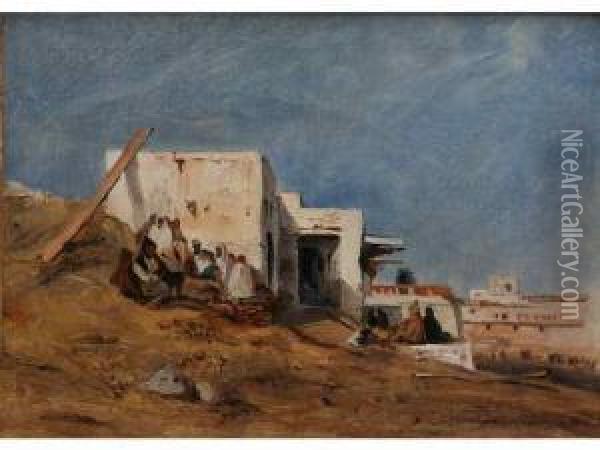 Village Arabe Oil Painting - Antoine Leon Morel-Fatio