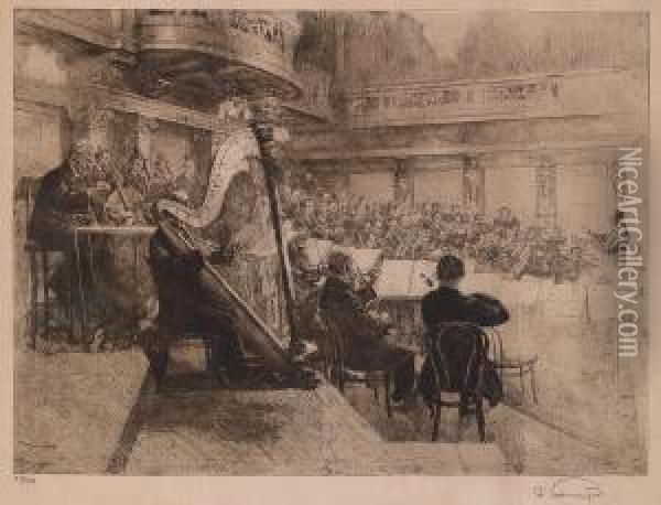 The Vienna Philharmonic Oil Painting - Ferdinand Schmutzer