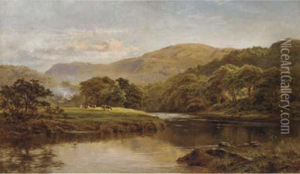 The Tranquil River, Summer Oil Painting - Robert Gallon