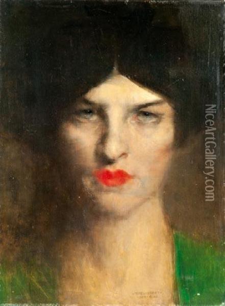 A Vegzet Asszonya Oil Painting - Bertalan Karlovszky