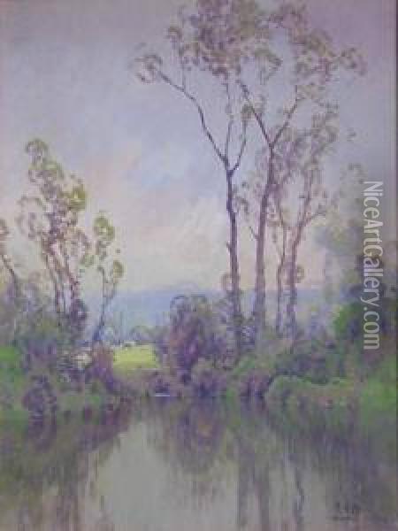 Banks Of The Seine Candebec, France Oil Painting - Hezekiah Anthony Dyer
