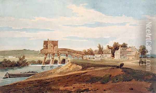 The Watermill above the Bridge at Charenton Oil Painting - Thomas Girtin