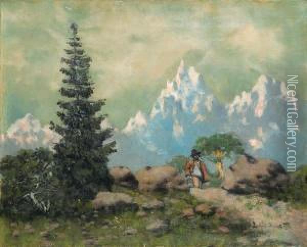 Tatra Mountaineer Oil Painting - Ludwik Stasiak