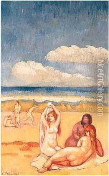 Baigneuses Sur La Plage Oil Painting - Emile Bernard