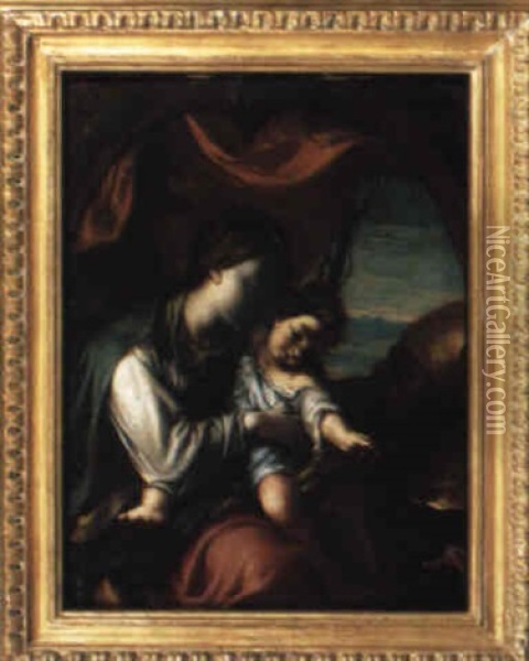 Madonna Con Bambino E Sant'antonio Abbate Oil Painting - Ludovico Carracci
