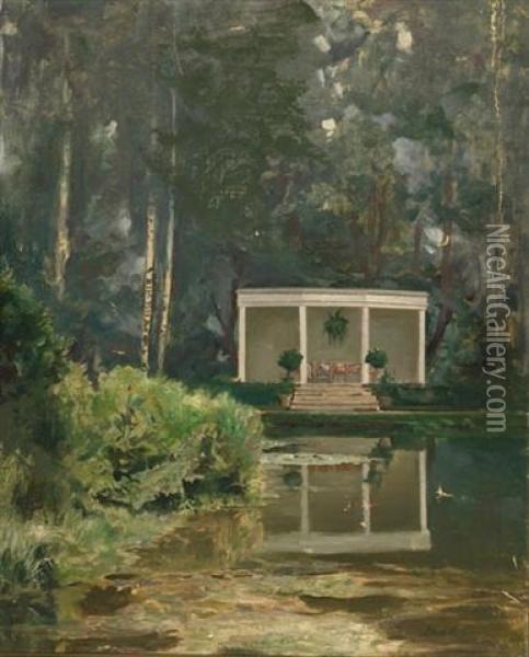 Pond Oil Painting - Andras Bacsa