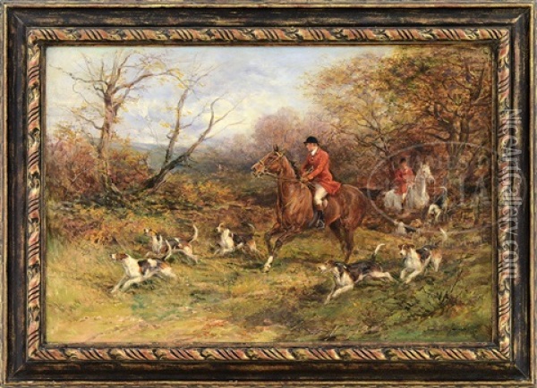 The Meet With Riders & Hounds Oil Painting - Heywood Hardy