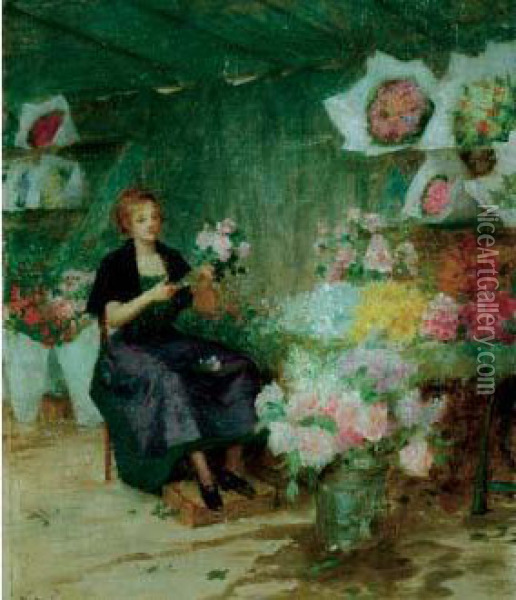 La Marchande De Fleurs Oil Painting - Victor-Gabriel Gilbert