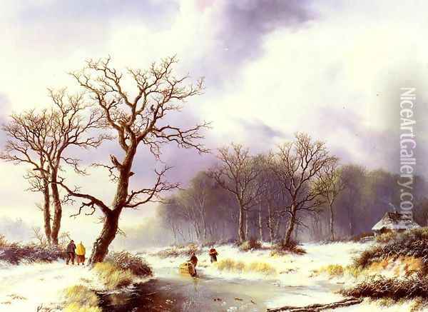 A Winter Landscape Oil Painting - Willem Bodemann