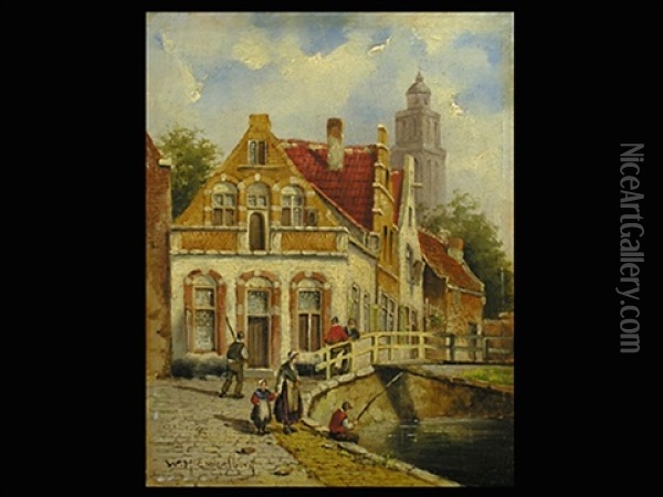 Niederlandische Dorfszene Oil Painting - Willem Hendrick Eickelberg