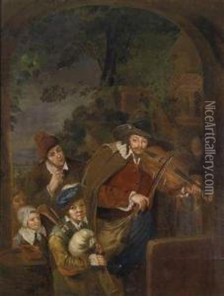 Imitator, Travelling Musicians Oil Painting - Christian Wilhelm Ernst Dietrich
