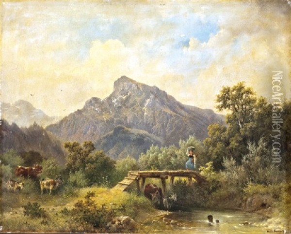 Alpesi Taj Folyocskaval Oil Painting - Rudolph Swoboda the Elder