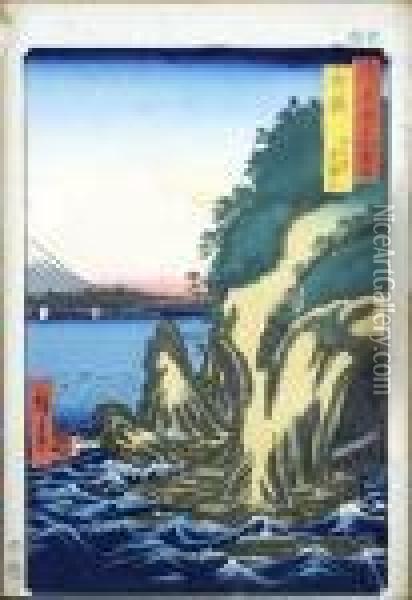 Falaise Et Mont Fuji Oil Painting - Utagawa or Ando Hiroshige