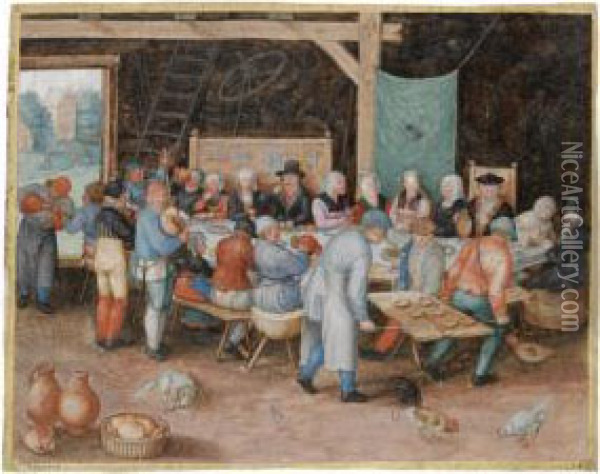 A Peasant Wedding Feast Oil Painting - Friedrich The Elder Brentel