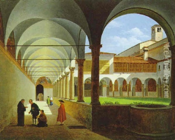 San Ambrosio In Mailand (?) Oil Painting - Giovanni Migliara